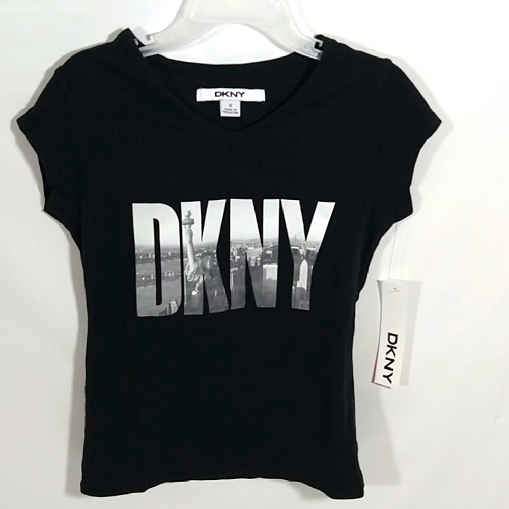 Girls DKNY Top Size 6 Black Lady Liberty Tee NYC
